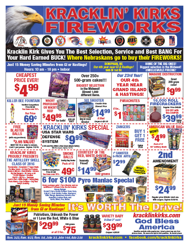Kracklin' Kirks Fireworks We-Prints Plus Newspaper Insert, Any Door Marketing