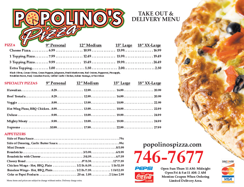 Popolino's Pizza We-Prints Plus Newspaper Insert by Any Door Marketing