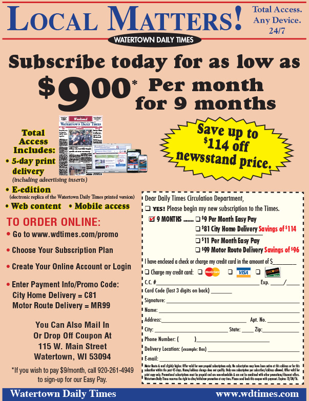 Watertown Daily Times We-Prints Plus Newspaper Insert by Any Door Marketing