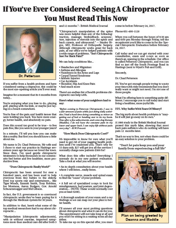 Petterson Chiropractor We-Prints Plus Newspaper Insert by Any Door Marketing
