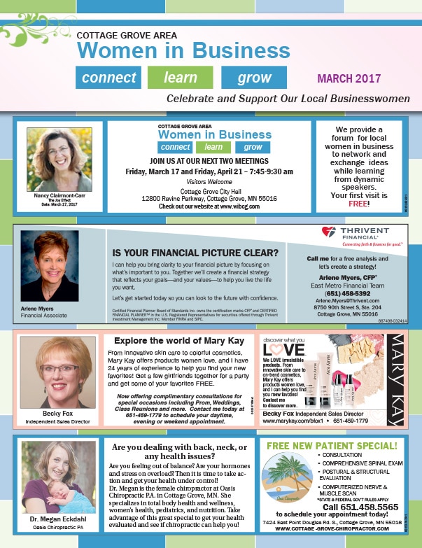 Cottage Grove Area Women in Business We-Prints Plus Newspaper Insert by Any Door Marketing