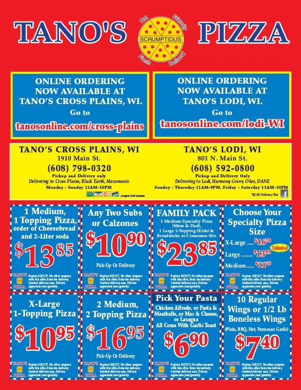 Tano's Pizza We-Prints Plus Newspaper Insert by AnyDoor Marketing