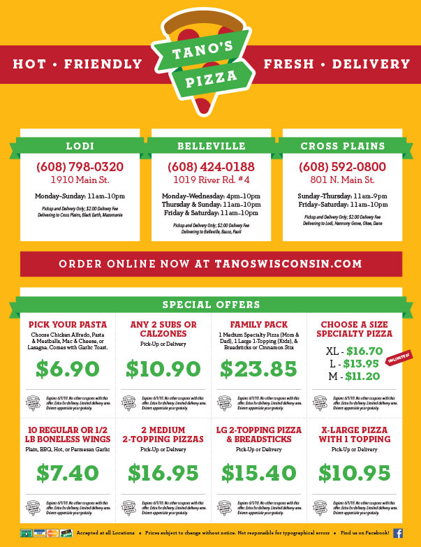 Tano's Pizza We-Prints Plus Newspaper Insert by Any Door Marketing