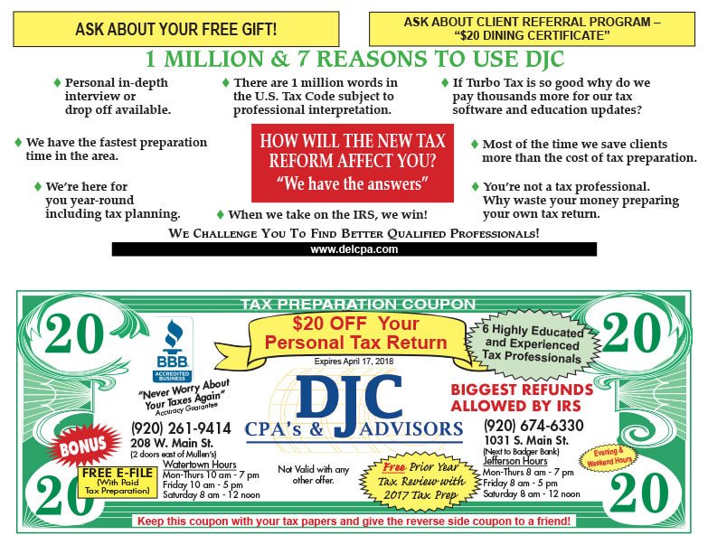 DJC CPA's We-Prints Plus Newspaper Inserts brought to you by Any Door Marketing