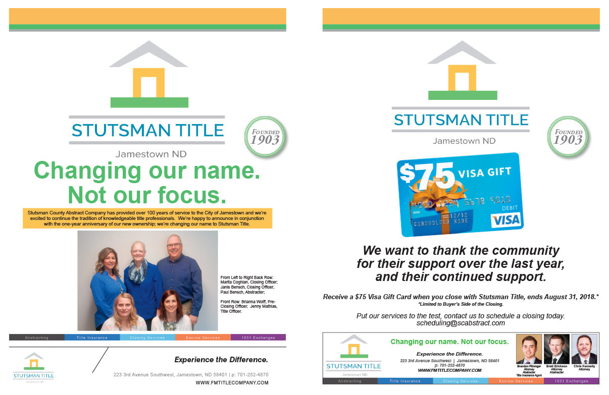 Stutsman Title We-Prints Plus Newspaper Insert brought to you by Any Door Marketing