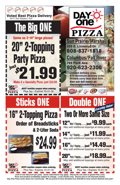 Day One Pizza We-Prints Plus Newspaper Insert brought to you by Any Door Marketing
