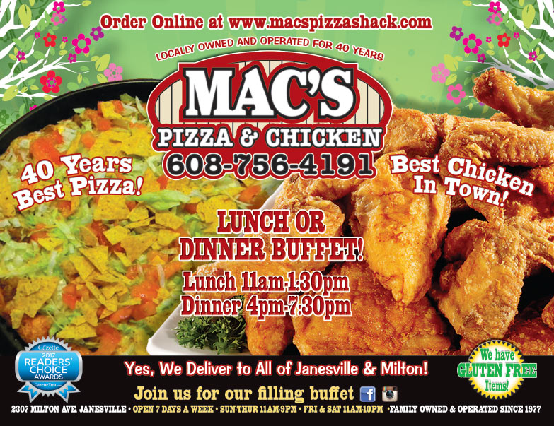 Mac's Pizza and Chicken We-Prints Plus newspaper insert brought to you by Any Door Marketing