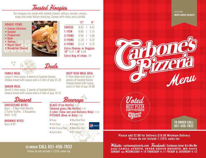 Carbone's Pizzeria We-Prints Plus Newspaper Insert brought to you by Any Door Marketing