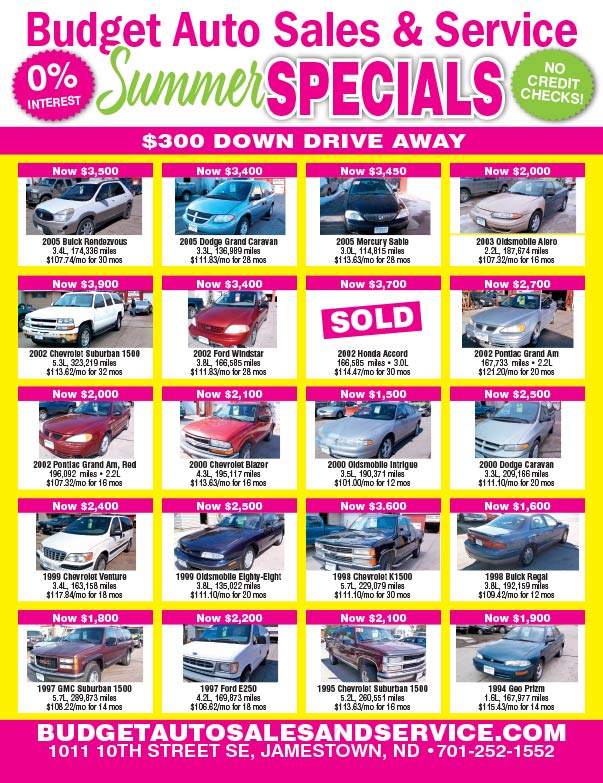 Budget Auto Sales We-Prints Plus Newspaper insert brought to you by Any Door Marketing