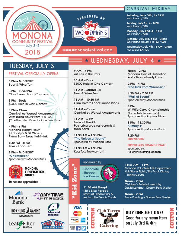 Monona Community Festival We-Prints Plus Newspaper Insert brought to you by Any Door Marketing