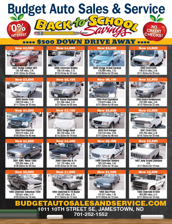 Budget Auto Sales We-Prints Plus Newspaper Insert brought to you by Any Door Marketing