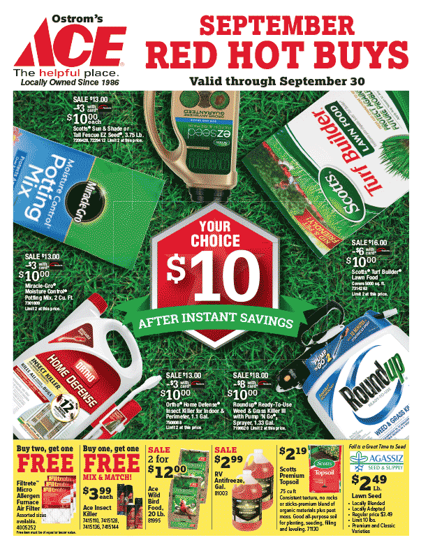 Ostrom's Ace Hardware We-Prints Plus Newspaper Insert Printed by Any Door Marketing