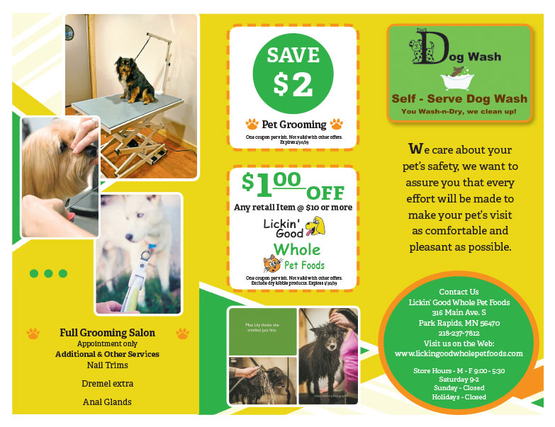 Lickin' Good Whole Pet Foods and Grooming Salon We-Prints Plus Newspaper Insert printed by Any Door Marketing