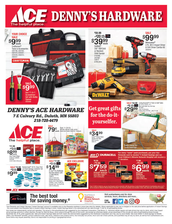 Denny's ACE Hardware We-Prints Plus Newspaper Insert printed by Any Door Marketing