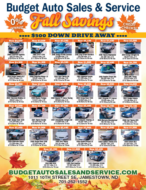 Budget Auto Sales We-Prints Plus Newspaper Insert printed by Any Door Marketing