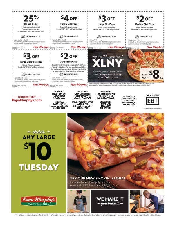 Papa Murphy's Pizza We-Prints Plus Newspaper insert printed by Forum Communications Printing