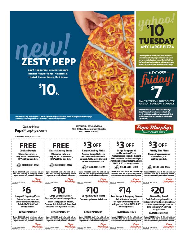 Papa Murphy's Pizza We-Prints Plus Newspaper Insert printed at Forum Communications Printing